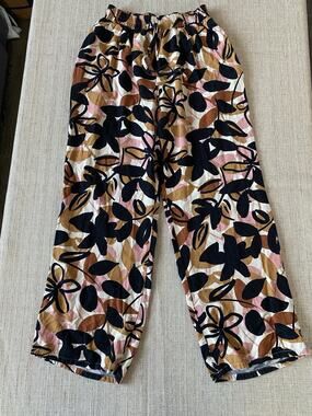 Tullea Floral Linen Blend Wide Leg Pants Size S